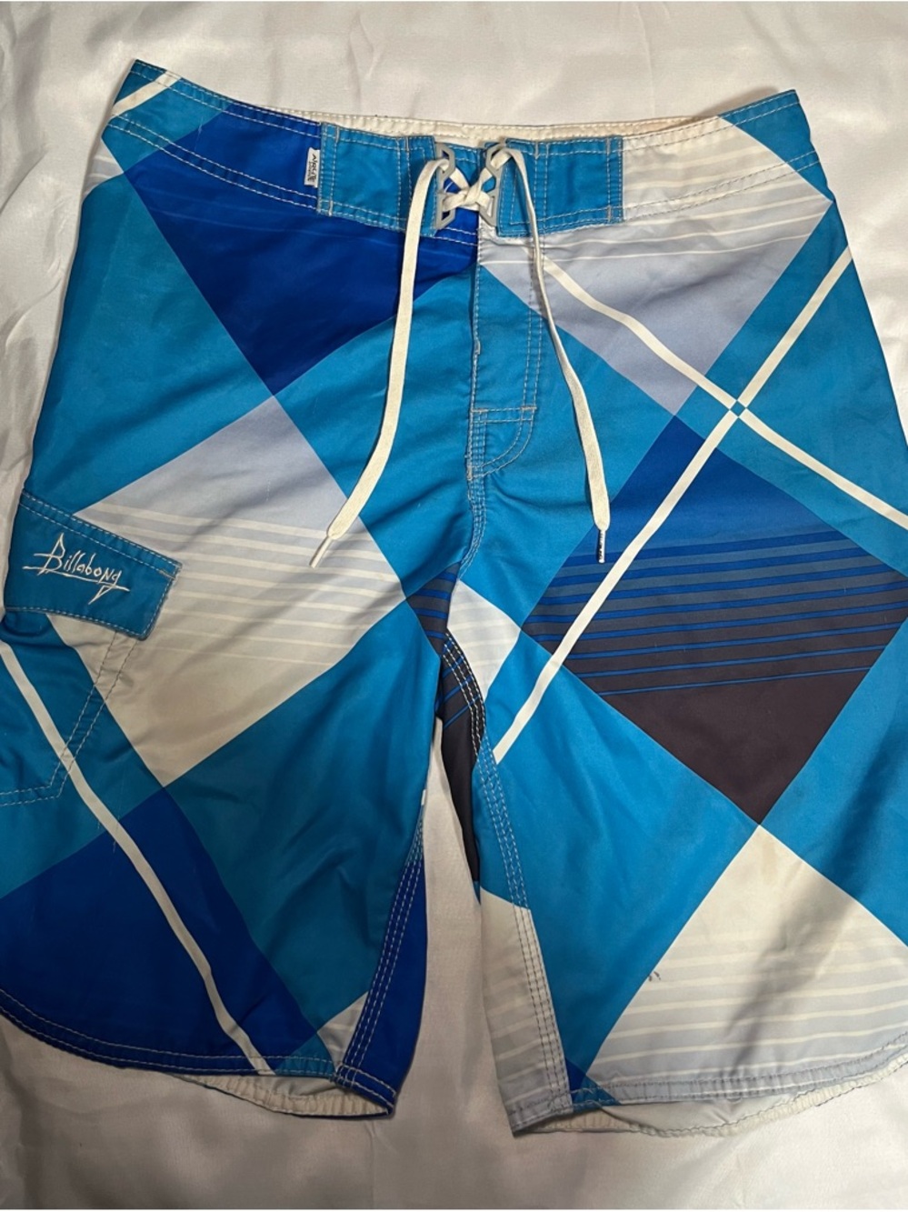 VTG Billabong Boardshorts Mens 32 Blue Plaid Y2K Swim Surf Shogun Comb